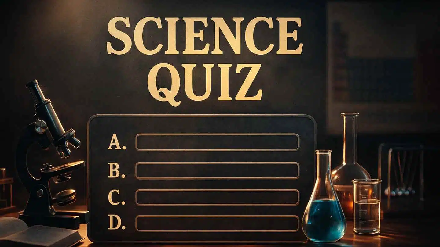 Bing Science Quiz illustration featuring general science and astronomy