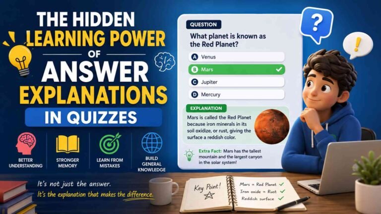 The Hidden Learning Power of Answer Explanations in Quizzes