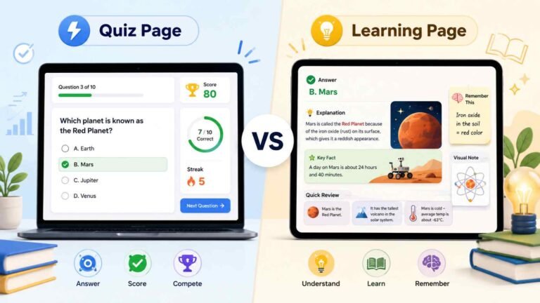 The Difference Between a Quiz Page and a Learning Page