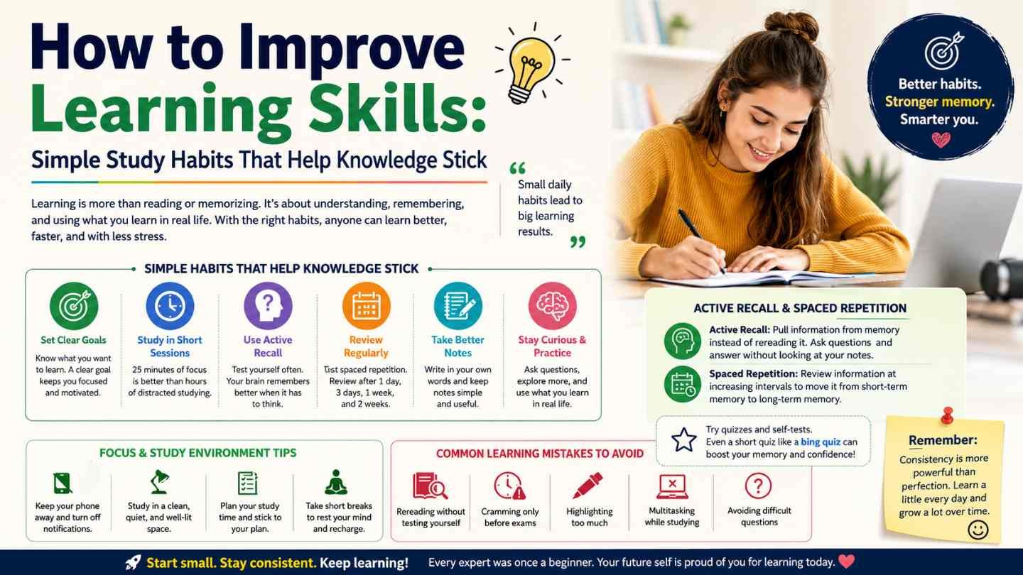 How to Improve Learning Skills: Simple Study Habits That Help Knowledge Stick