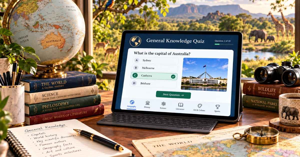 The Daily General Knowledge Quiz on Bing Quizzes, ready to start