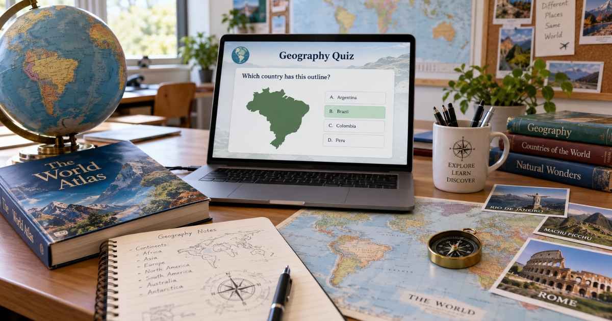 The daily geography quiz on Bing Quizzes, ready to start