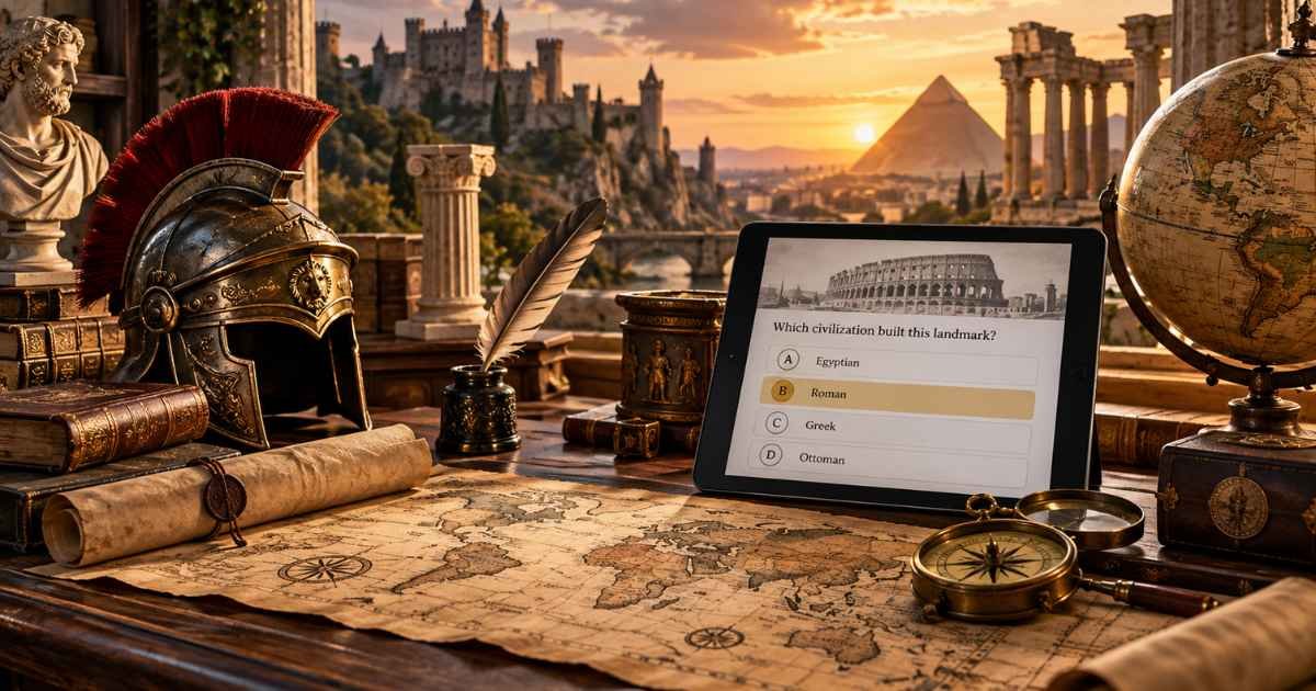 The daily history quiz on Bing Quizzes, ready to start