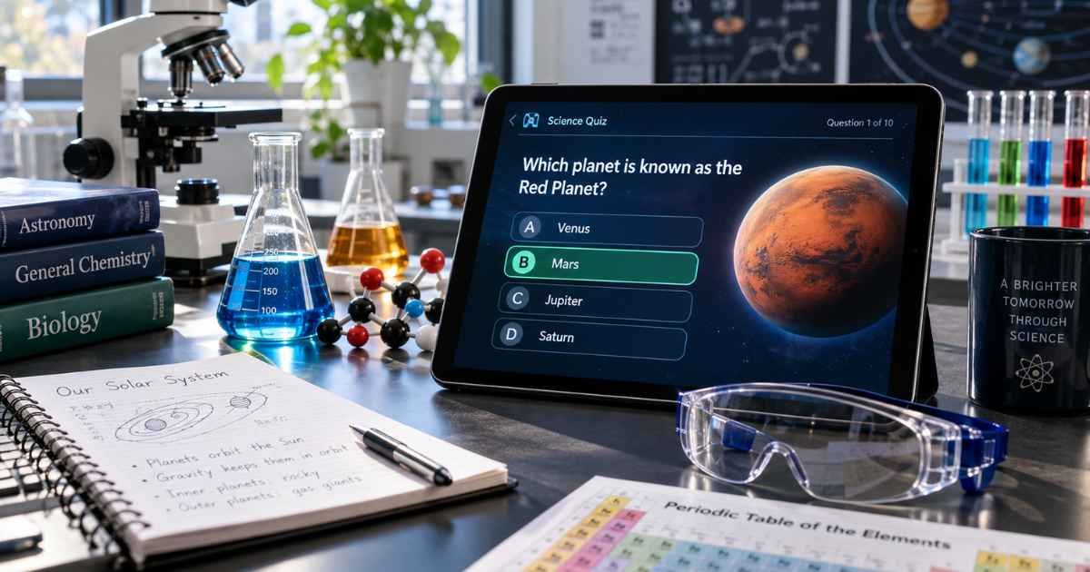 The daily science quiz on Bing Quizzes, ready to start